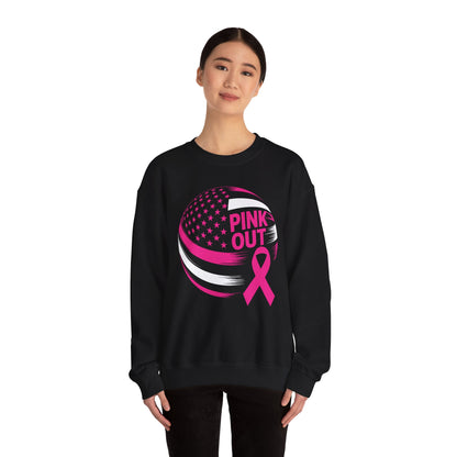 Volley Ball Pink Ribbon Breast Cancer Awearness USA Flag Sweatshirt For Men Women