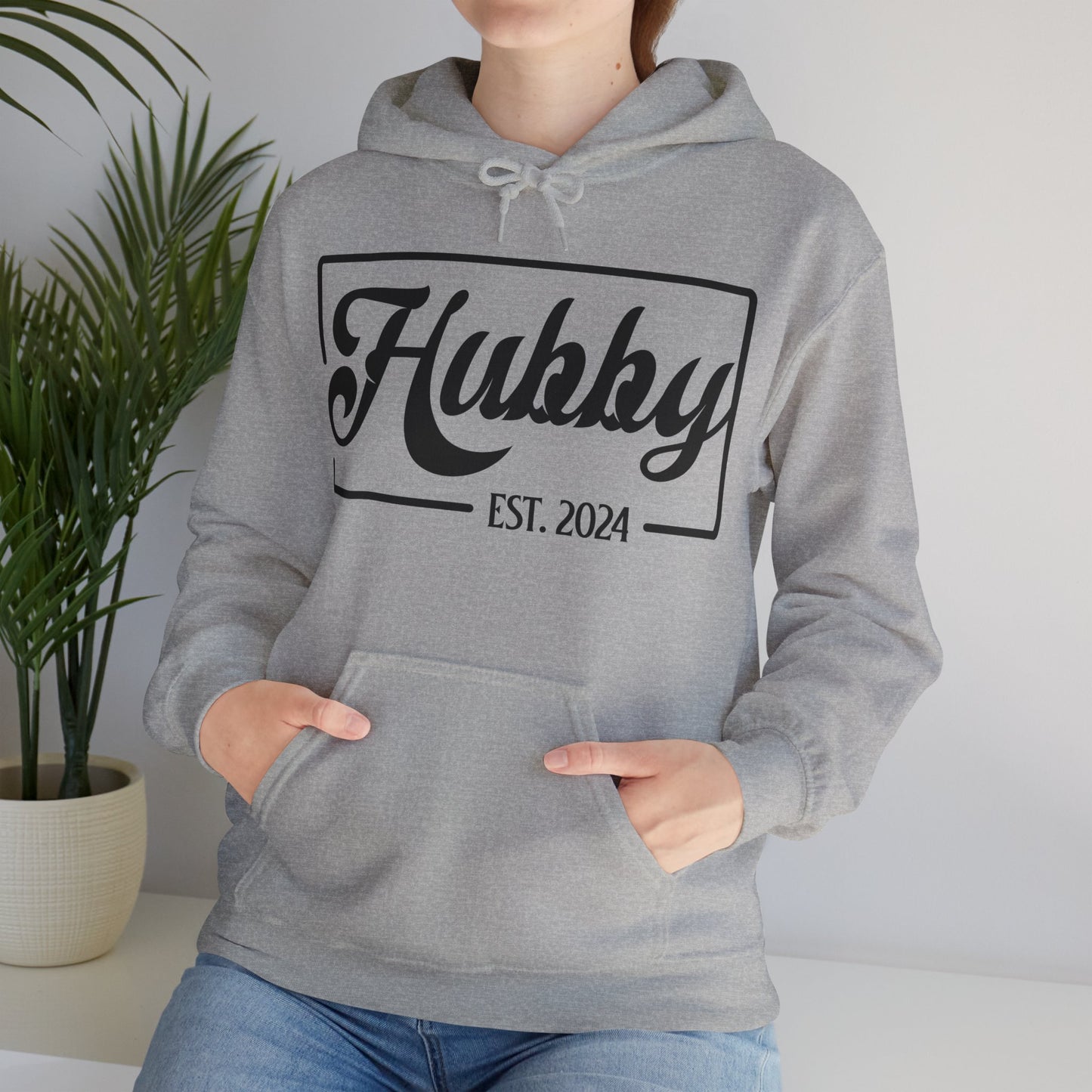 Hubby Est 2024 Just Married Honeymoon Wedding Couples Hoodie For Men Hoodie