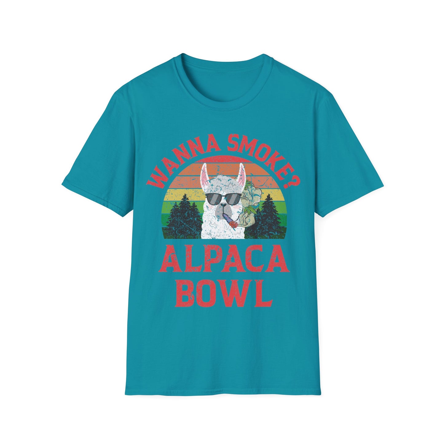 Funny Wanna Smoke Alpaca Bowl, Cute Weed Pun Marijuana T-Shirt