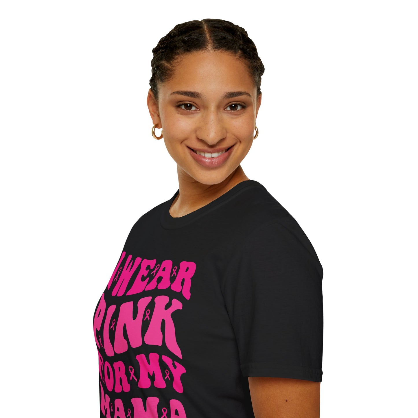 I Wear Pink For My Mama Ribbon Breast Cancer Support Squads T-Shirt For Men Women