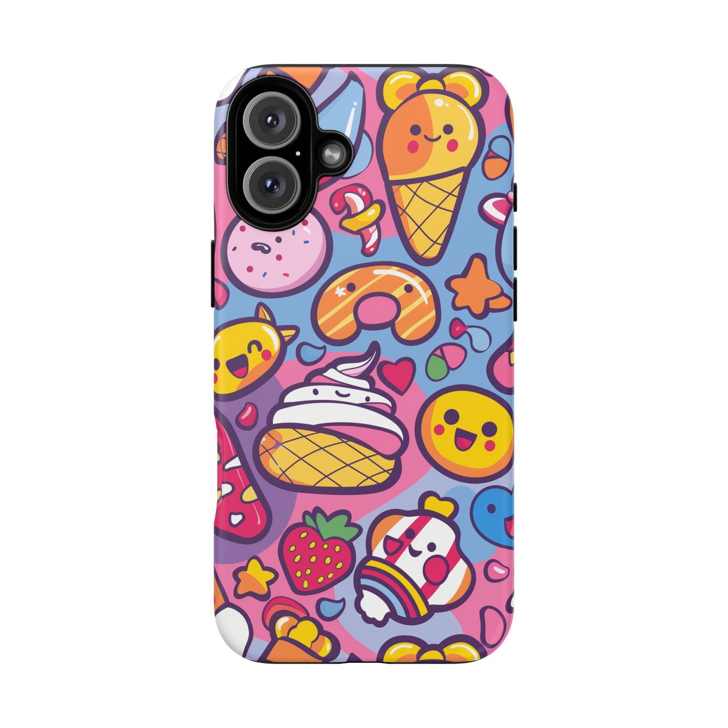 Kawaii Candyland Pattern iPhone 13 14 15 16 Pro Max Plus Case Wireless Charging Compatible Tough Cases Protection, Magnetic Phone Case for iPhone Classic Series