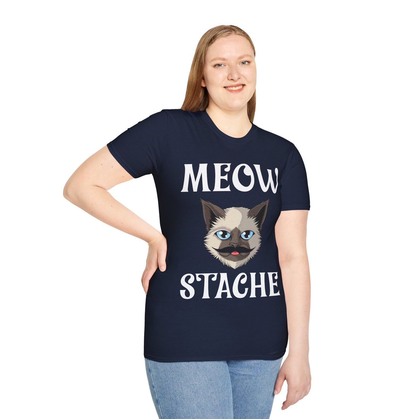 Meowstache Cat Mustache Moustache Beard Bearded Kitten Lovers T-Shirt For Men Women T-Shirt