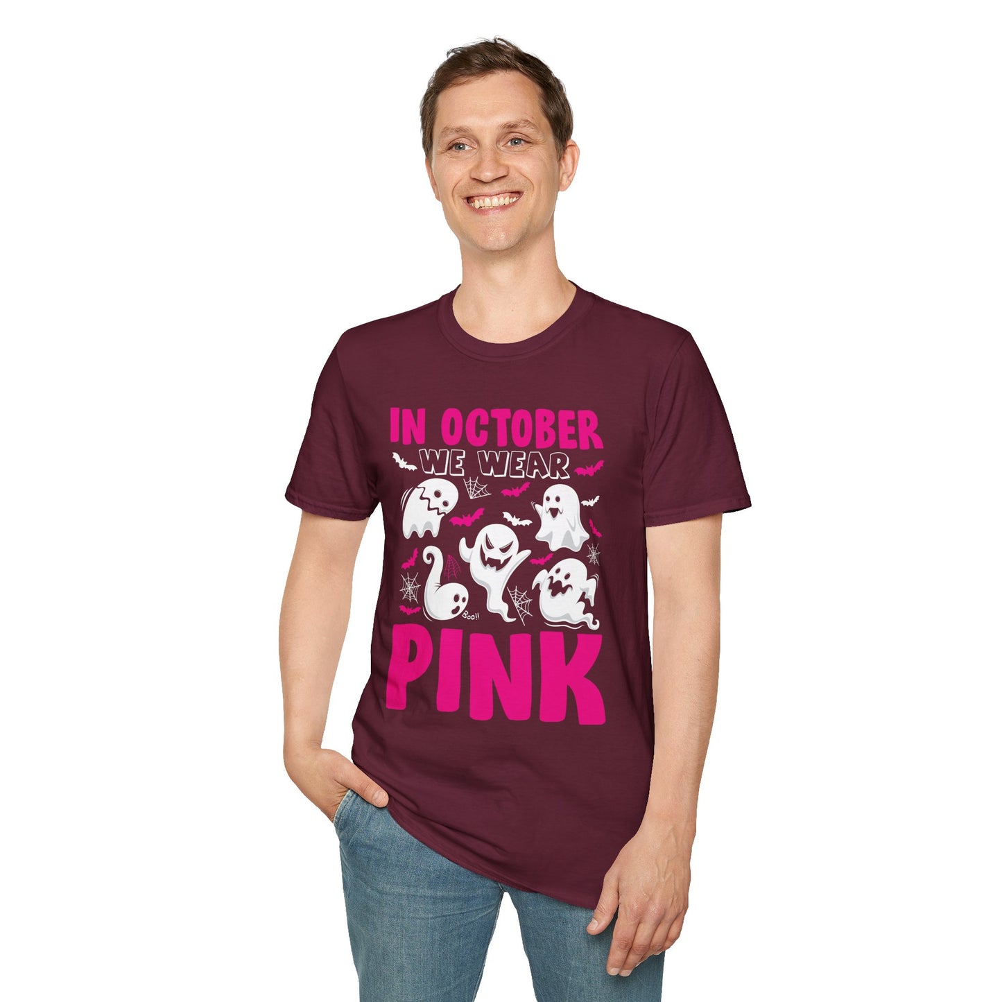 Groovy Wear Pink Breast Cancer Warrior Cute Ghost Halloween T-Shirt
