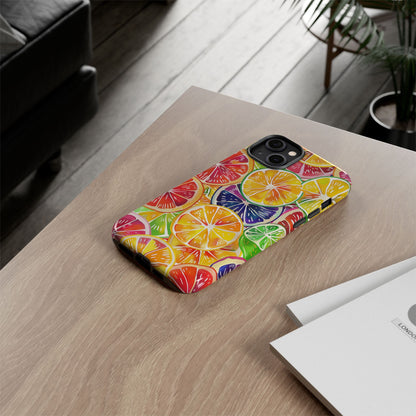 Citrus Burst Vibrant Pattern iPhone 13 14 15 16 Pro Max Plus Case Wireless Charging Compatible Tough Cases Protection, Magnetic Phone Case for iPhone Classic Series