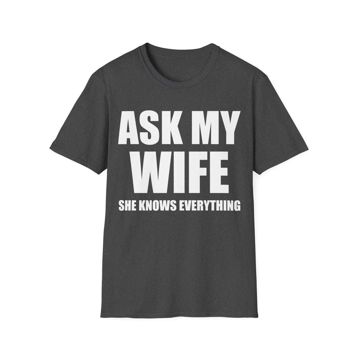 Funny Men's Ask My Wife She Knows Everything Anniversary T-Shirt