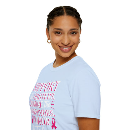 Breast Cancer Awareness Support Fighters Admire Survivors T-Shirt For Men Women