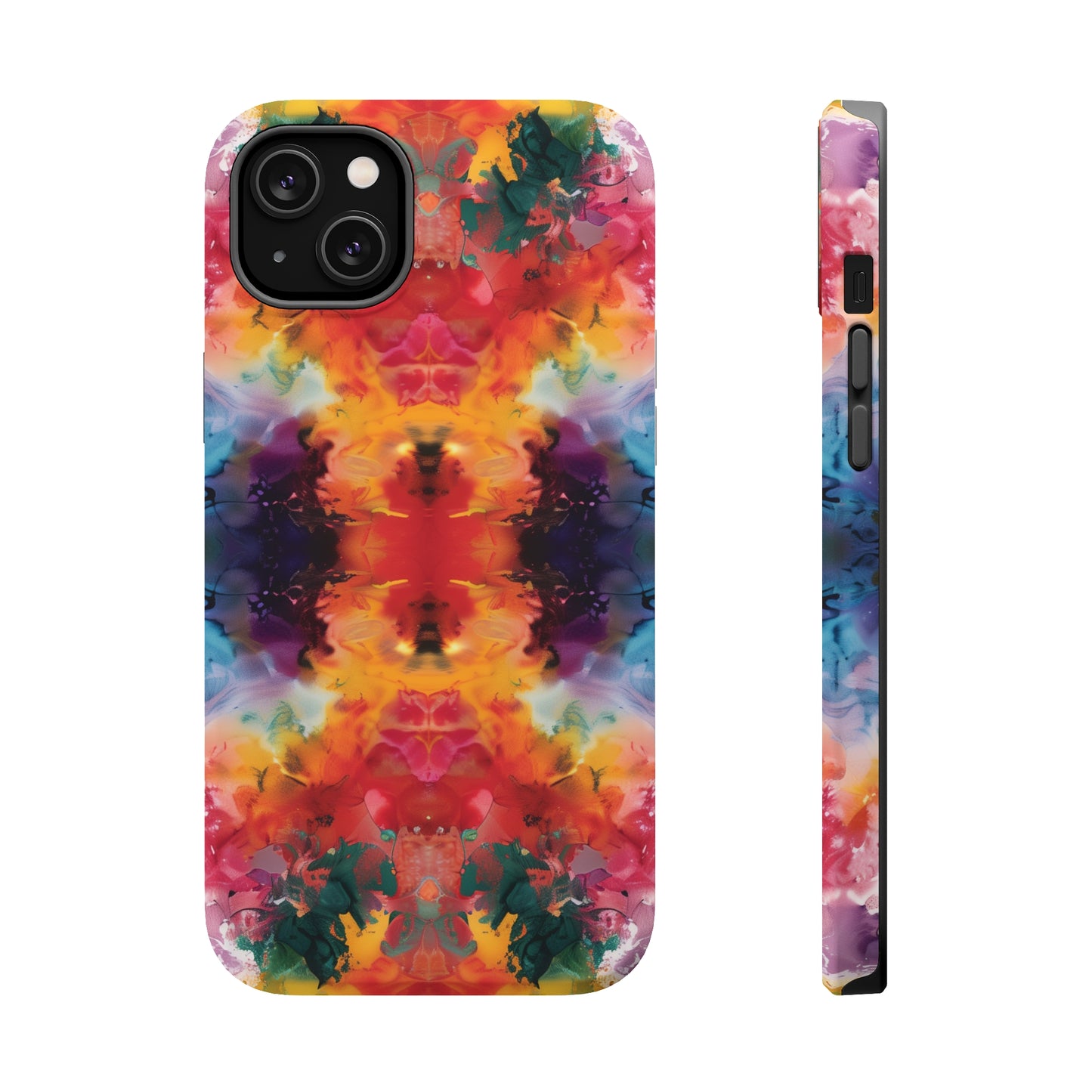 Tie-Dye Dream Vibrant Pattern iPhone 13 14 15 Pro Max Plus Case Compatible with MagSafe Tough Cases Protection, Magnetic Phone Case for iPhone  Classic Series