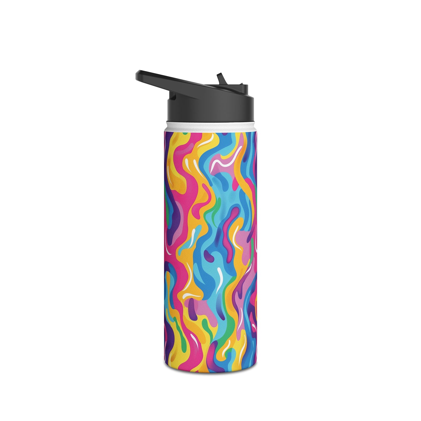 Rainbow Splash Pattern Stainless Steel Water Bottle with Twist-on Lid and Double-Wall Vacuum Insulation