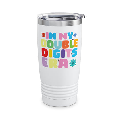 Funny In My Double Digits Era Retro 10 Year Old 10th Birthday Girl Tumbler For Men Women Kids Tumbler