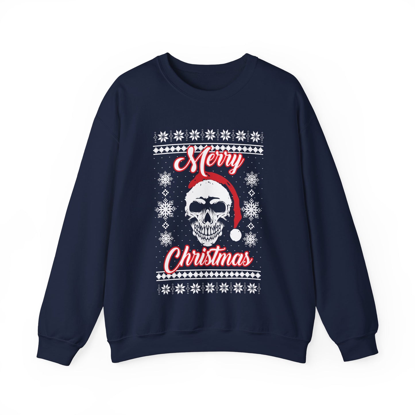 Merry Christmas Ugly Skull Holiday Xmas Jumper Crewneck Sweatshirt Sweater