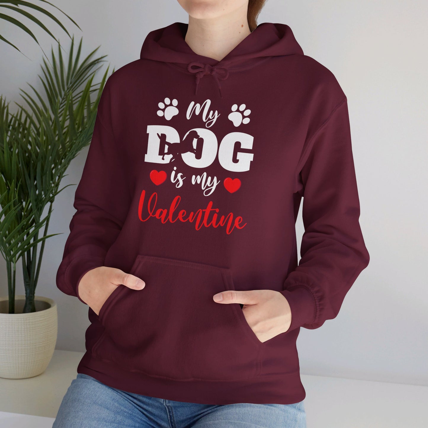 Funny My Dog is My Valentine Dog Lovers Hoodie For Men Women Hoodie