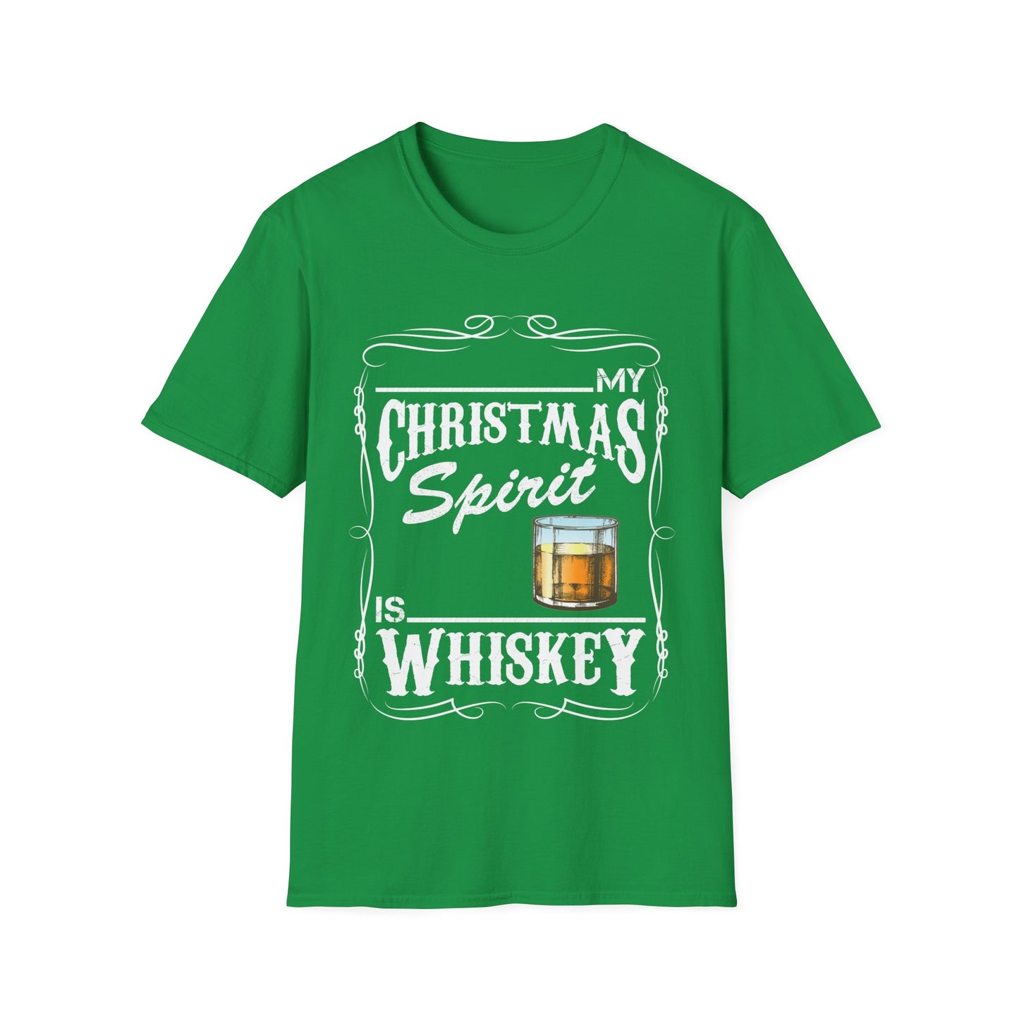 Funny Whiskey Is My Christmas Spirit Xmas Drinking Vintage T-Shirt