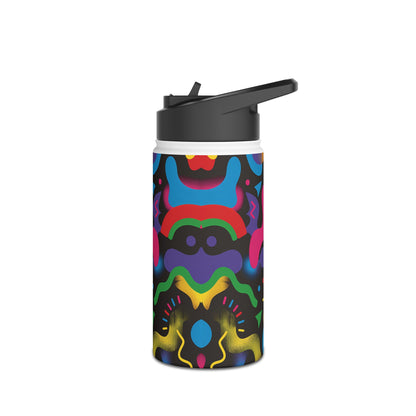 Pop Culture Fun Vibrant Pattern Stainless Steel Water Bottle with Twist-on Lid and Double-Wall Vacuum Insulation