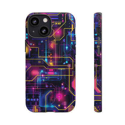 Cyberpunk Neon Vibrant Pattern iPhone 13 14 15 16 Pro Max Plus Case Wireless Charging Compatible Tough Cases Protection, Magnetic Phone Case for iPhone Classic Series