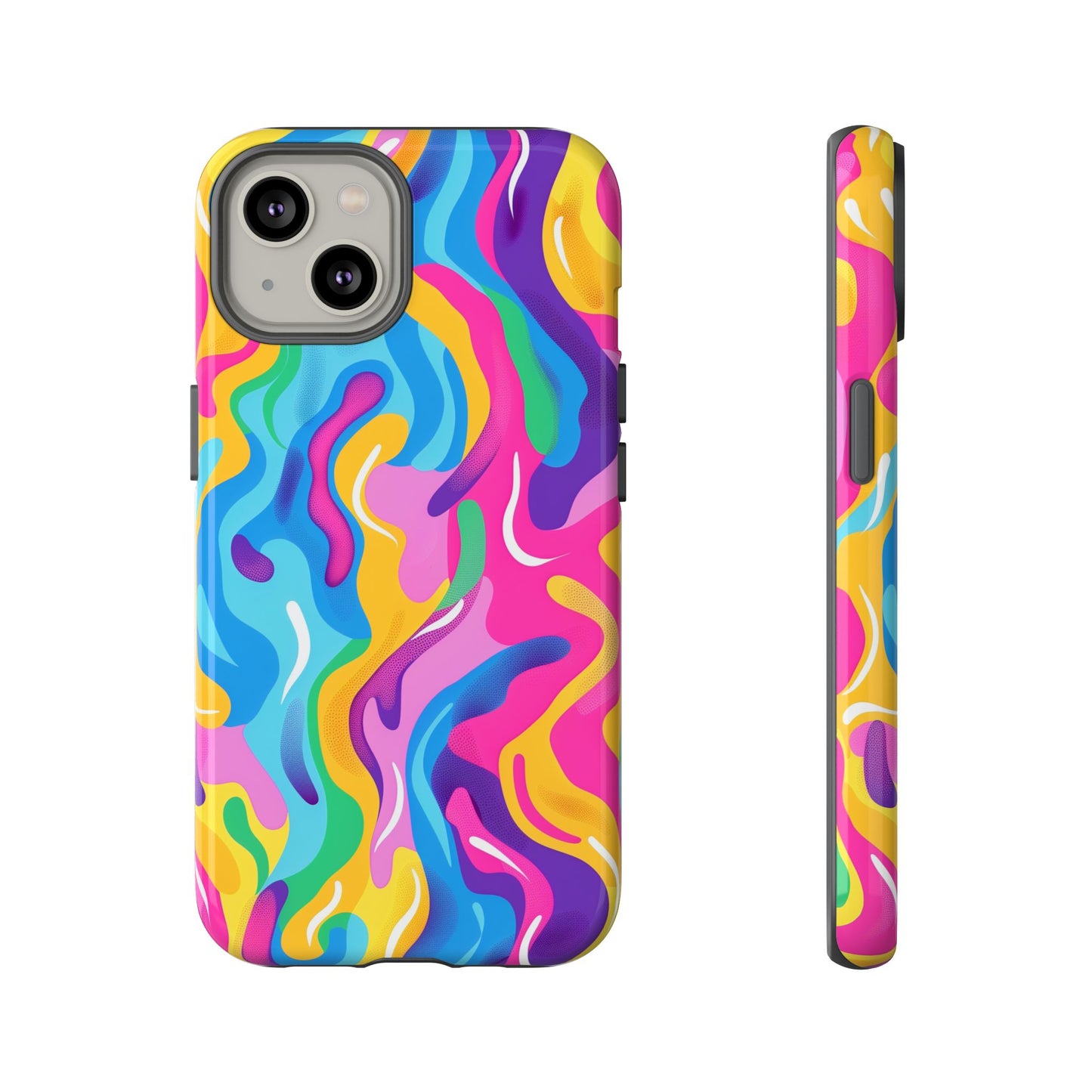 Rainbow Splash Pattern iPhone iPhone 13 14 15 16 Pro Max Plus Case Wireless Charging Compatible Tough Cases Protection, Magnetic Phone Case for iPhone Classic Series