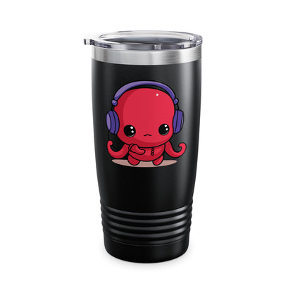 Cute Kawaii Octopus Cartoon Wearing Headphones Music Pop Tumbler For Men Women Tumbler