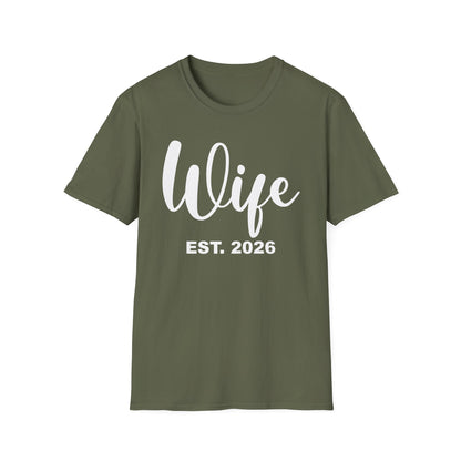Funny Wife Est 2026 Just Married Bride Honeymoon Couple Wedding T-Shirt For Women