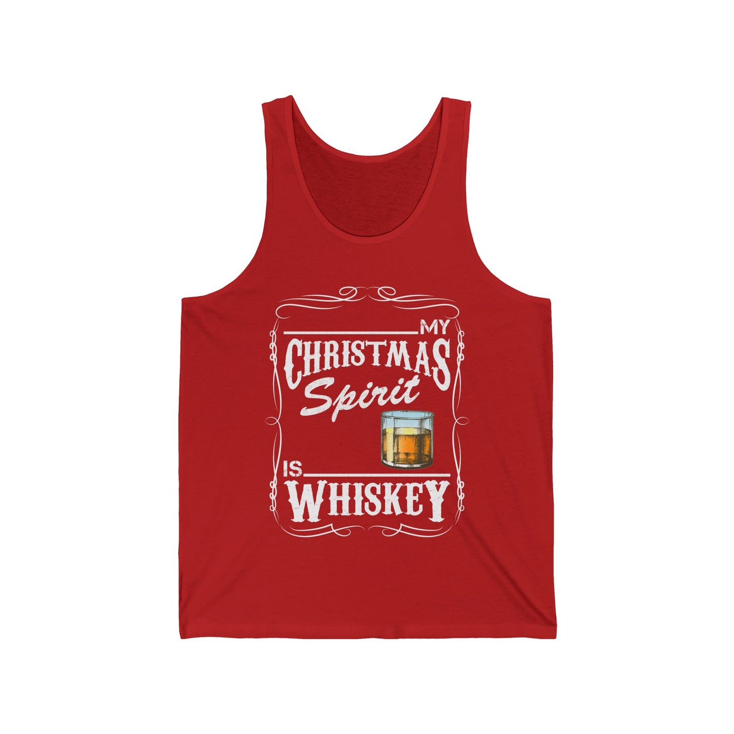 Funny Whiskey Is My Christmas Spirit Xmas Drinking Vintage Tank Top