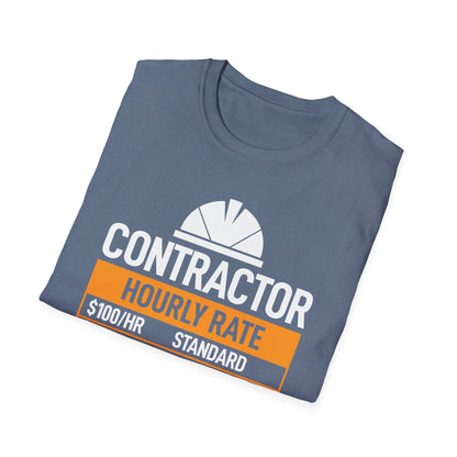 Funny Contractor Hourly Rate Price Chart Contractor Sarcastic Gift T-Shirt