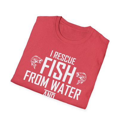 I Rescue Fish from Water and Beer from Bottles Fishing Weekend Fisherman T-Shirt