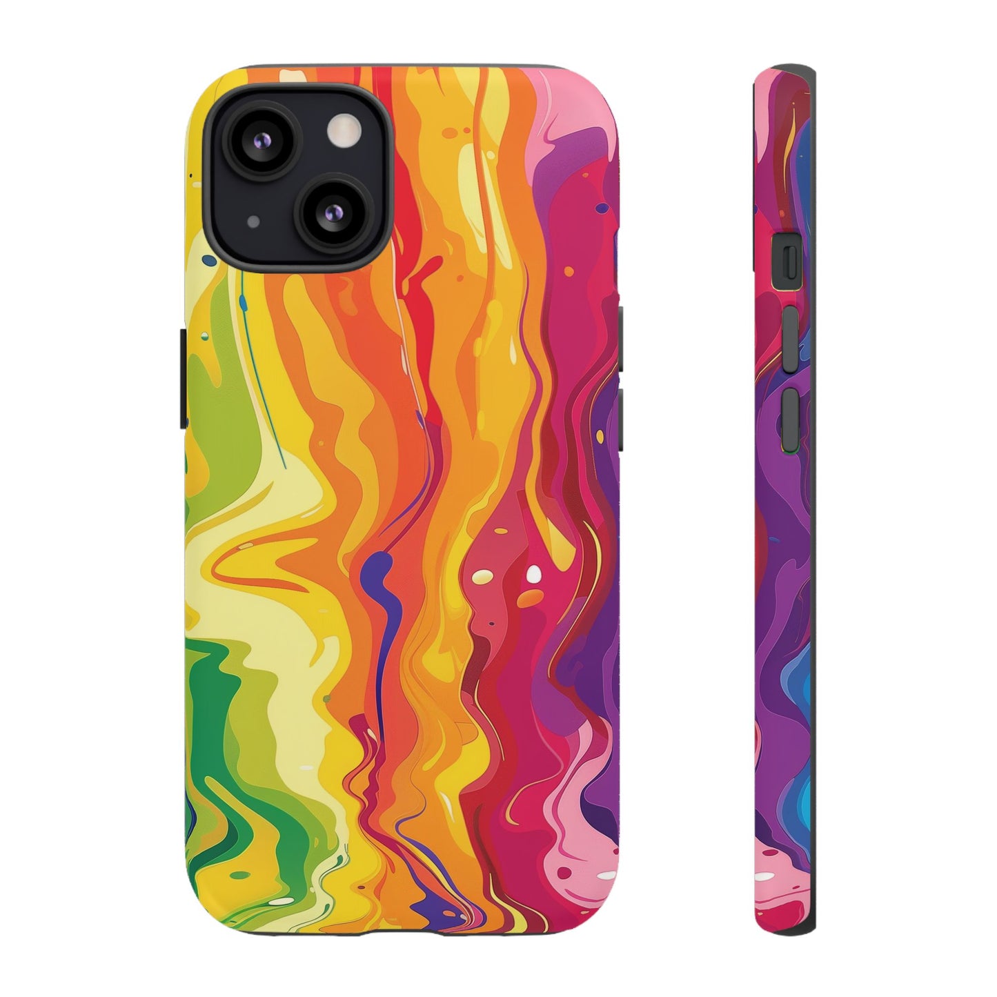 Rainbow Splash Vibrant iPhone 13 14 15 16 Pro Max Plus Case Wireless Charging Compatible Tough Cases Protection, Magnetic Phone Case for iPhone Classic Series