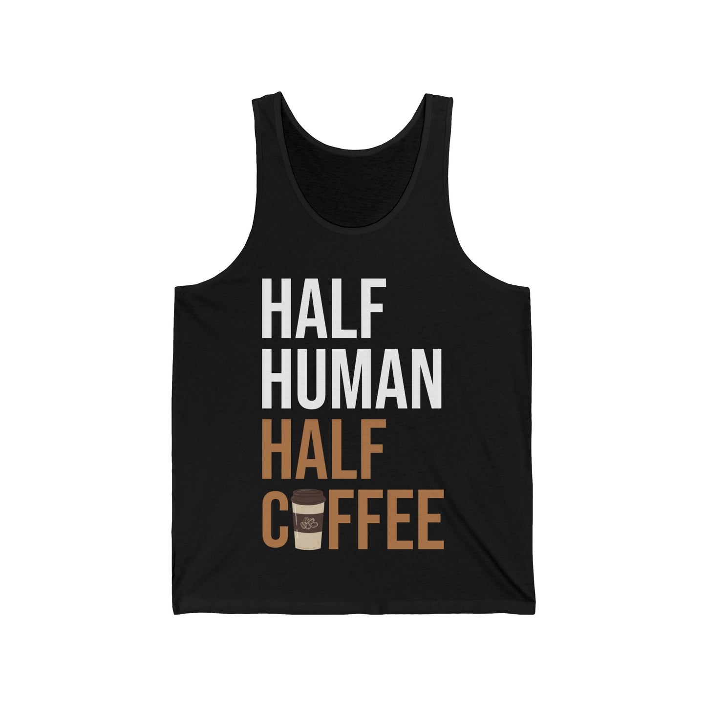 Funny Half Human Half Coffee Espresso caffeine Lovers Tank Top Men Women