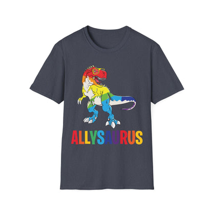 Allysaurus Dinosaur In Rainbow Flag For Ally LGBT Pride Gift T-Shirt