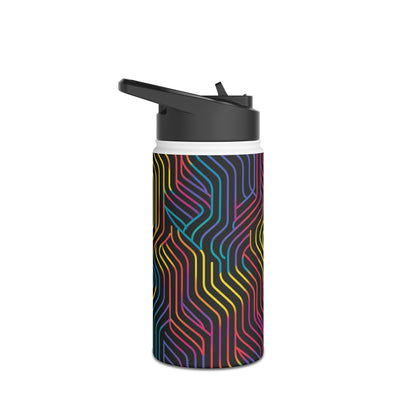 Geometric Illusion Vibrant Pattern Stainless Steel Water Bottle with Twist-on Lid and Double-Wall Vacuum Insulation