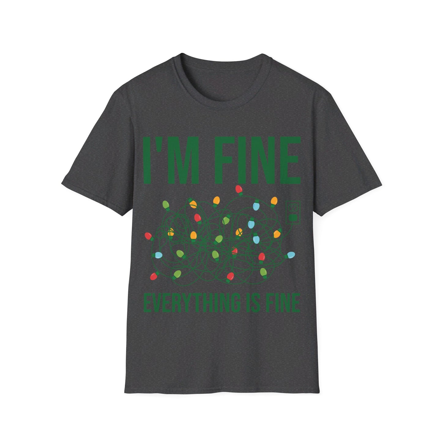 Funny I'm Fine Everything Is Fine Christmas Lights Xmas T-Shirt Men Women