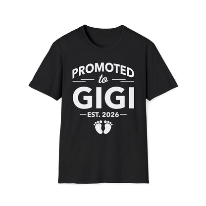 Funny Promoted To Gigi Est 2026 First Time Mothers Day T-Shirt For Women