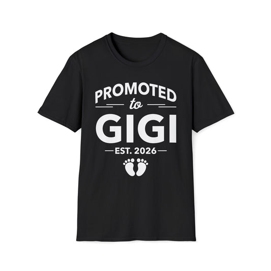Funny Promoted To Gigi Est 2026 First Time Mothers Day T-Shirt For Women