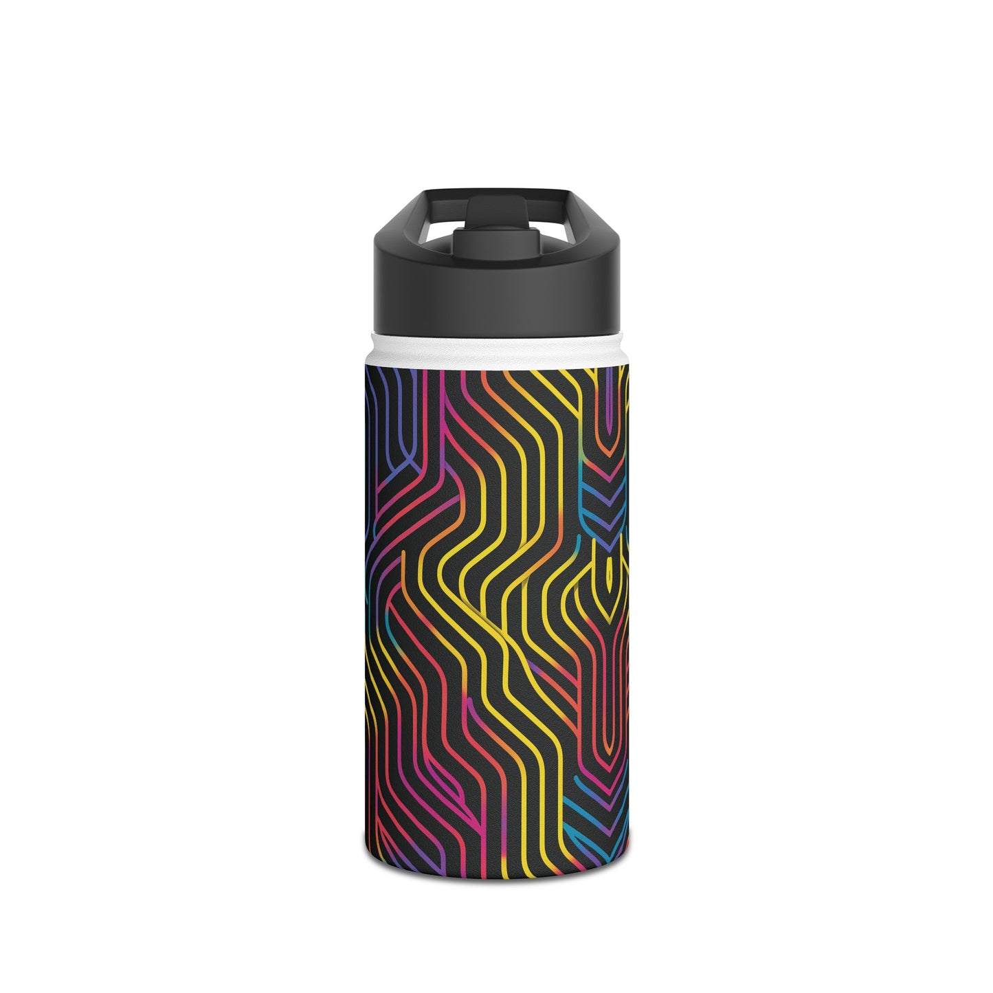 Geometric Illusion Vibrant Pattern Stainless Steel Water Bottle with Twist-on Lid and Double-Wall Vacuum Insulation