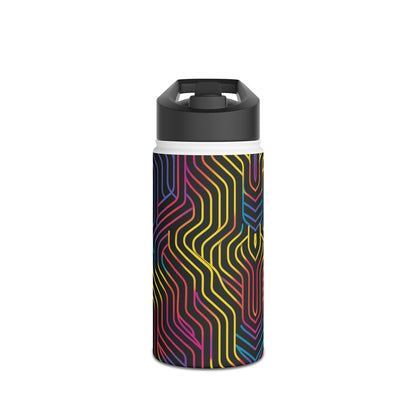 Geometric Illusion Vibrant Pattern Stainless Steel Water Bottle with Twist-on Lid and Double-Wall Vacuum Insulation