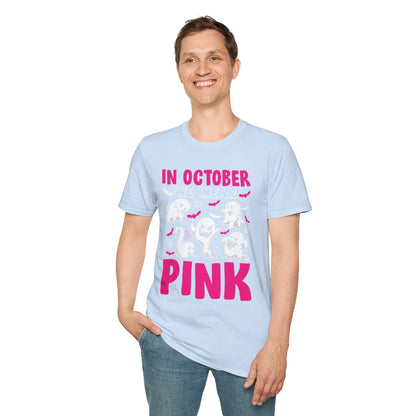 Groovy Wear Pink Breast Cancer Warrior Cute Ghost Halloween T-Shirt