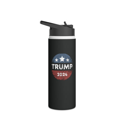 Trump 2024 Retro Campaign Button Re Elect President Trump Water Bottle For Men Women