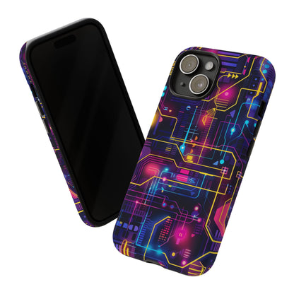 Cyberpunk Neon Vibrant Pattern iPhone 13 14 15 16 Pro Max Plus Case Wireless Charging Compatible Tough Cases Protection, Magnetic Phone Case for iPhone Classic Series