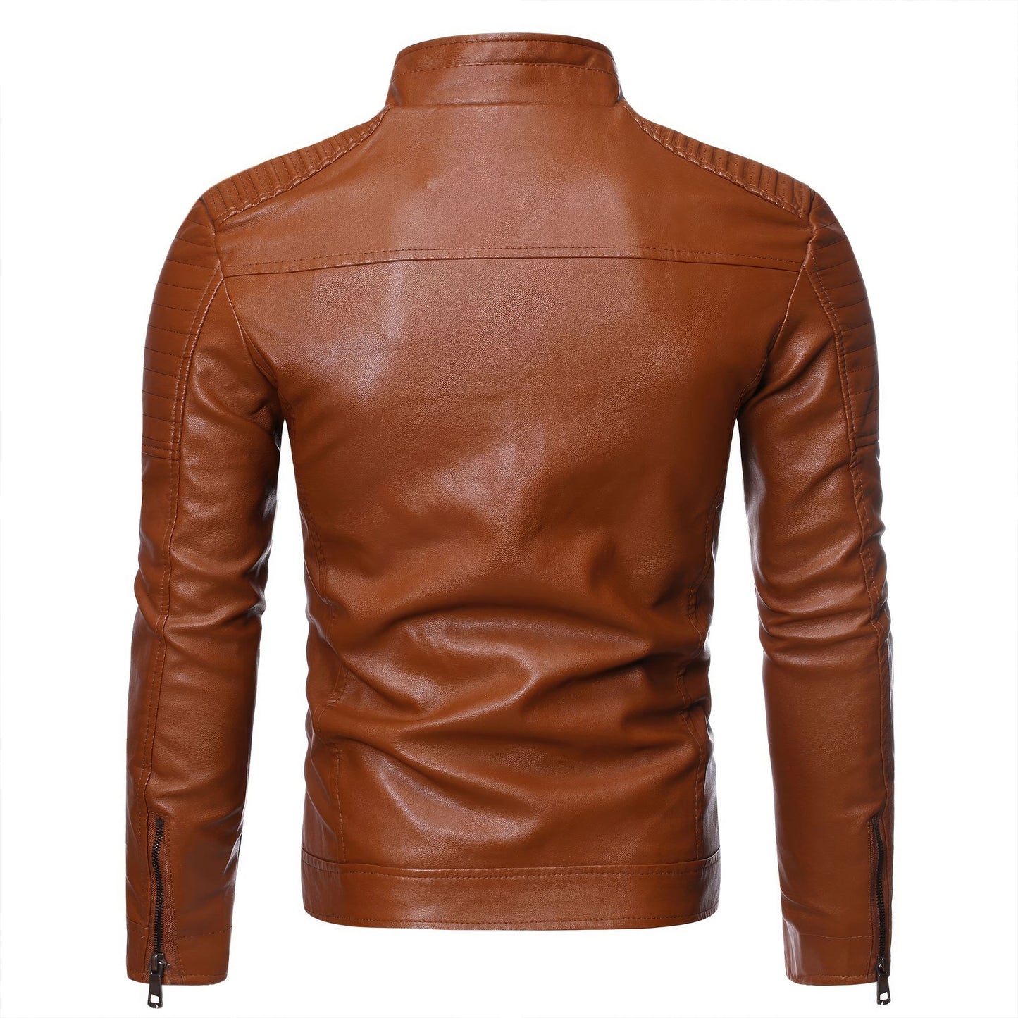 Mens Vintage Leather Jackets Casual Men Leather Motorcycle Biker Zipper Pockets  Genuine Leather Jacket