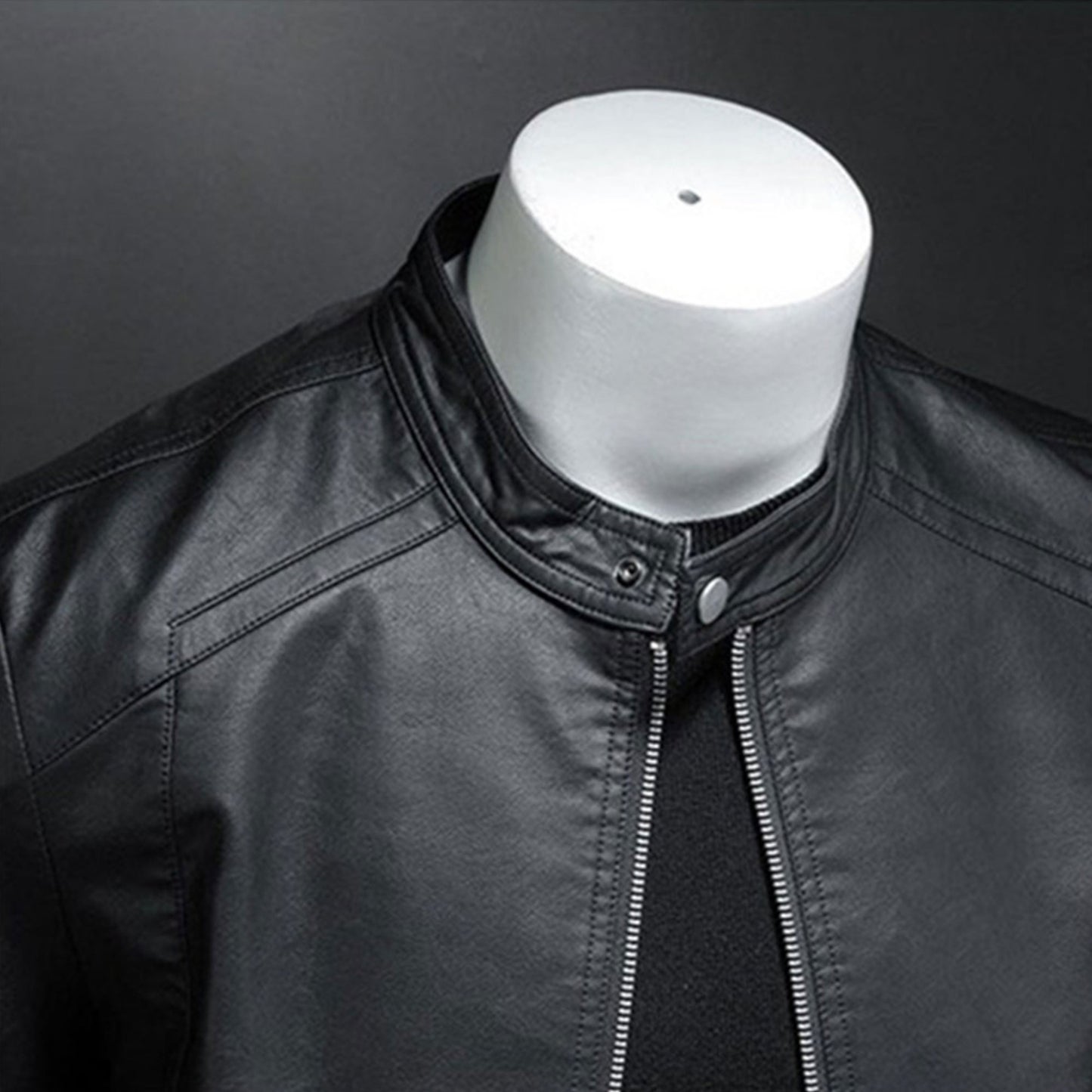 Mens Stand Collar Slim Genuine Leather Jacket Motorcycle Causal Coat Mens Moto Biker Leather Jackets