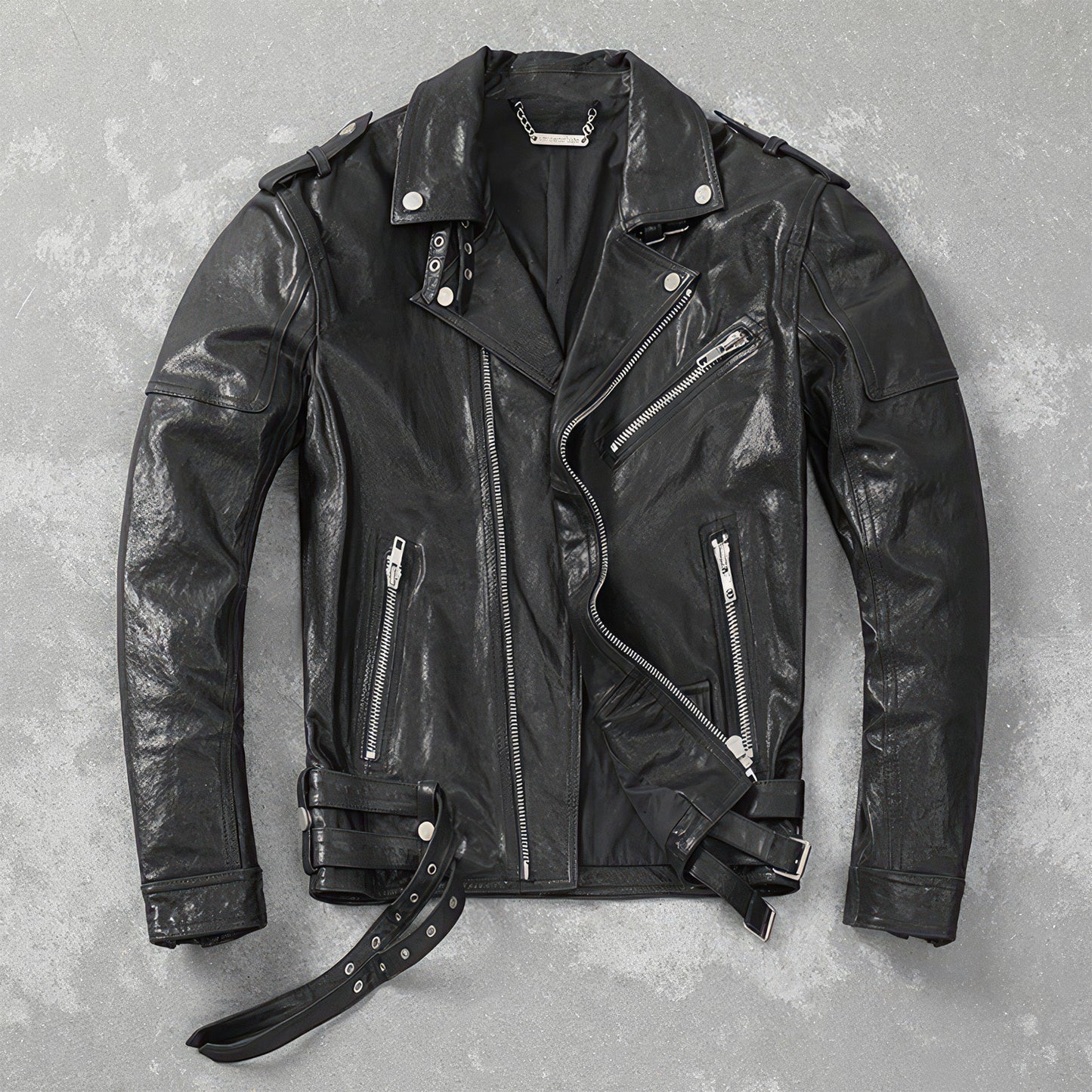 Men's Belt Motorcycle Jacket Thin Coat Slim Fit Vegetable Tanned Sheepskin Genuine Leather Jackets