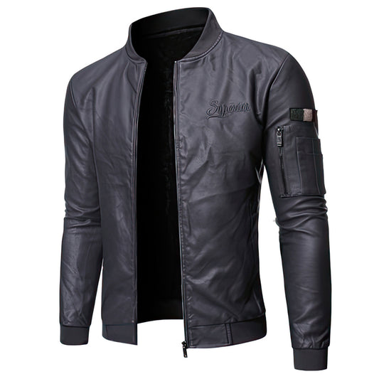 Mens Slim Fit Leather Jacket Motorcycle Faux Leather Jackets Coat Men Warm Genuine Leather Jackets