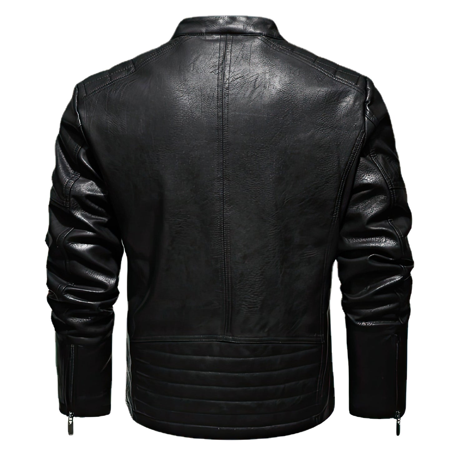 Mens Biker Leather Jacket Stand Collar Zipper Coat Fashion Casual Slim Windbreaker Motorcycle Genuine Leather Jackets