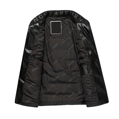 Mens Split Leather Coat Thickened Warm Men's Puffer Jacket Genuine Leather Jackets