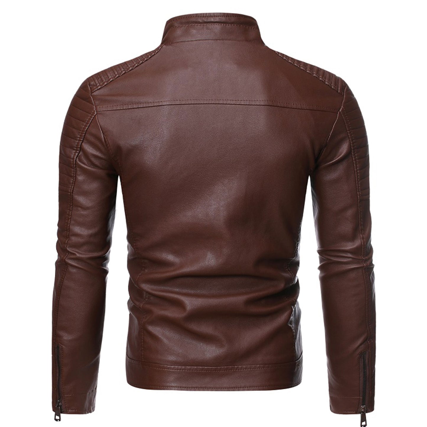 Mens Causal Vintage Leather Jacket Coat Male Outfit Motor Biker Pocket Genuine Leather Jackets