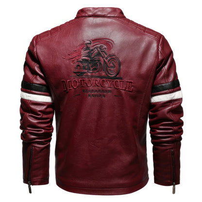 Mens Leather Jackets Men's Motorcycle Genuine Leather Jacket Coat Embroidery Leather Coat