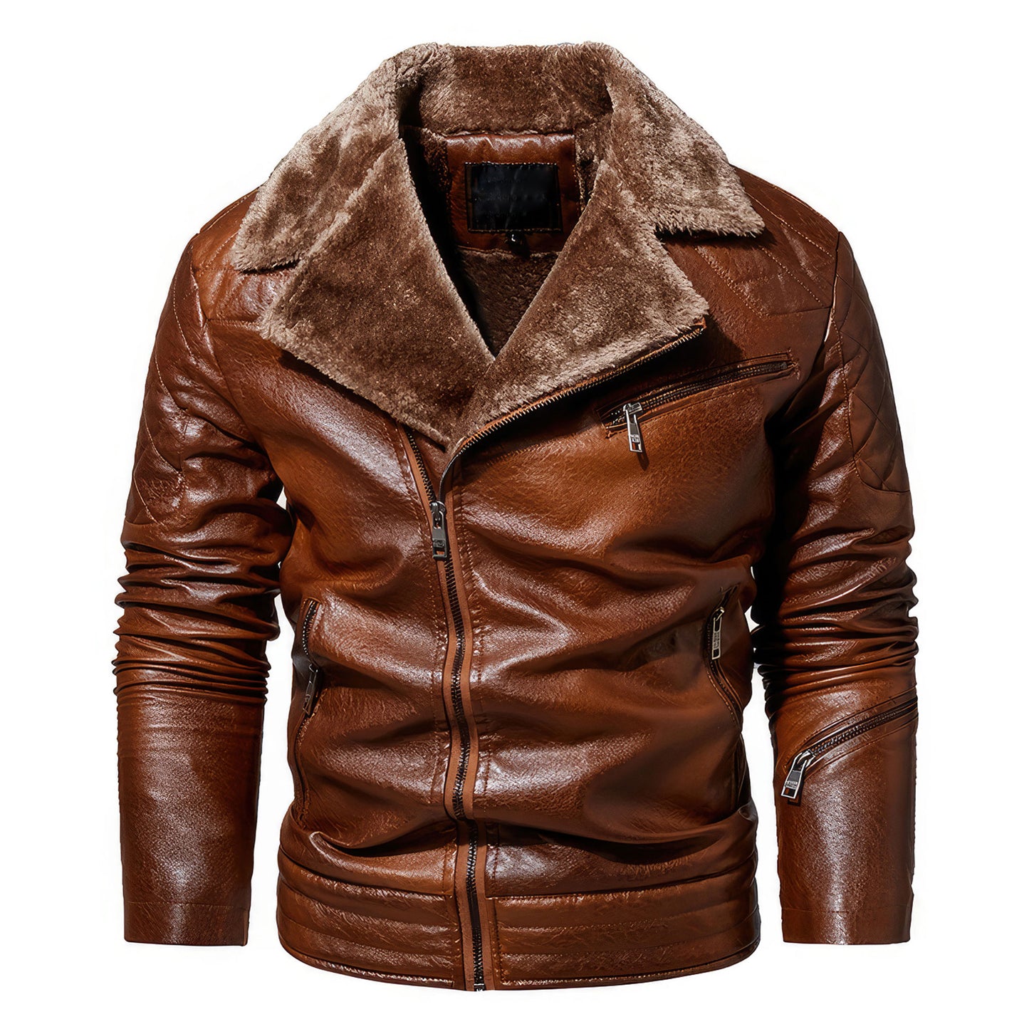 Men Moto & Biker Jacket Coat Mens Vintage Outwear Fleece Genuine Leather Jackets