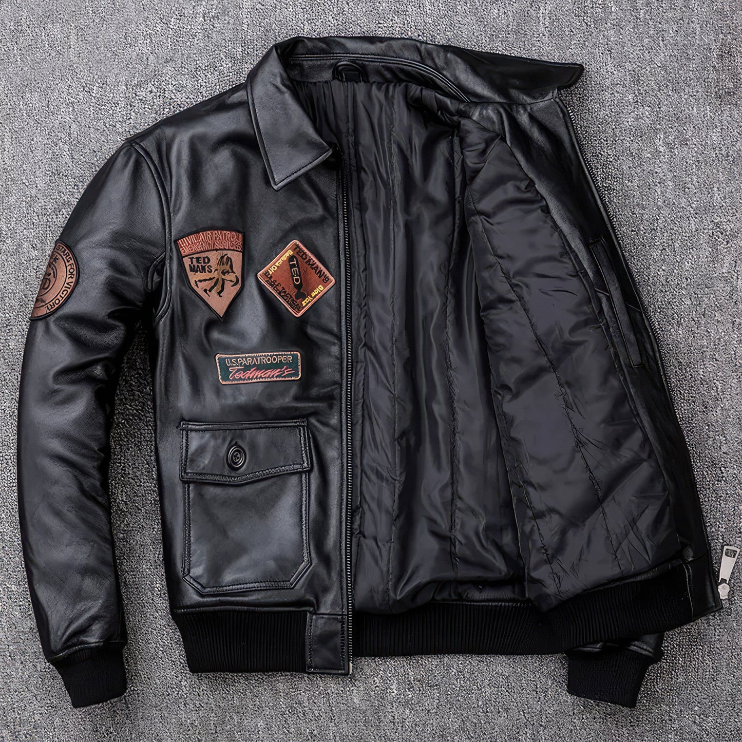 Men Sheepskin Coat Air Force Pilot Mens Genuine Motorcycle Cotton Outwear Real Leather Jacket