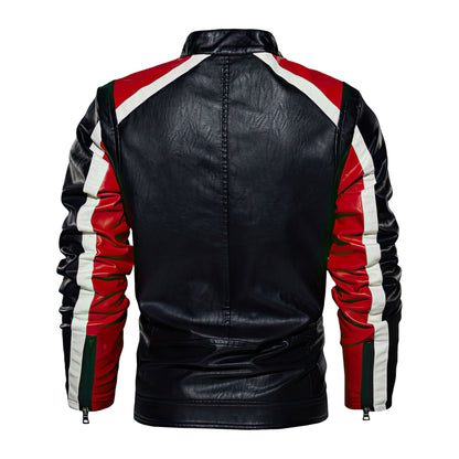 Men's Motorcycle Leather Street Cool Motorcycle Leather Collar Color Matching Classic Zipper Leather Jacket Genuine Leather Jackets