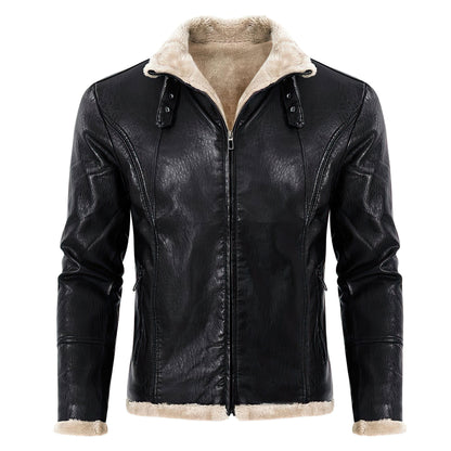 Men's Jackets Winter Fur Jacket Thickened Warm Turn Collar Coat Men's Padded Genuine Leather Jackets