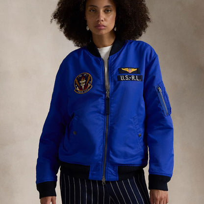 Team USA 2024 Athletic Modern Style Cotton Polyester Viscose Lining Blue Varsity Jacket For Men And Women