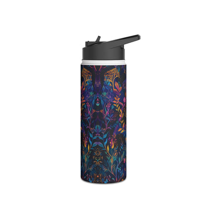 Mystical Forest Pattern Stainless Steel Water Bottle with Twist-on Lid and Double-Wall Vacuum Insulation